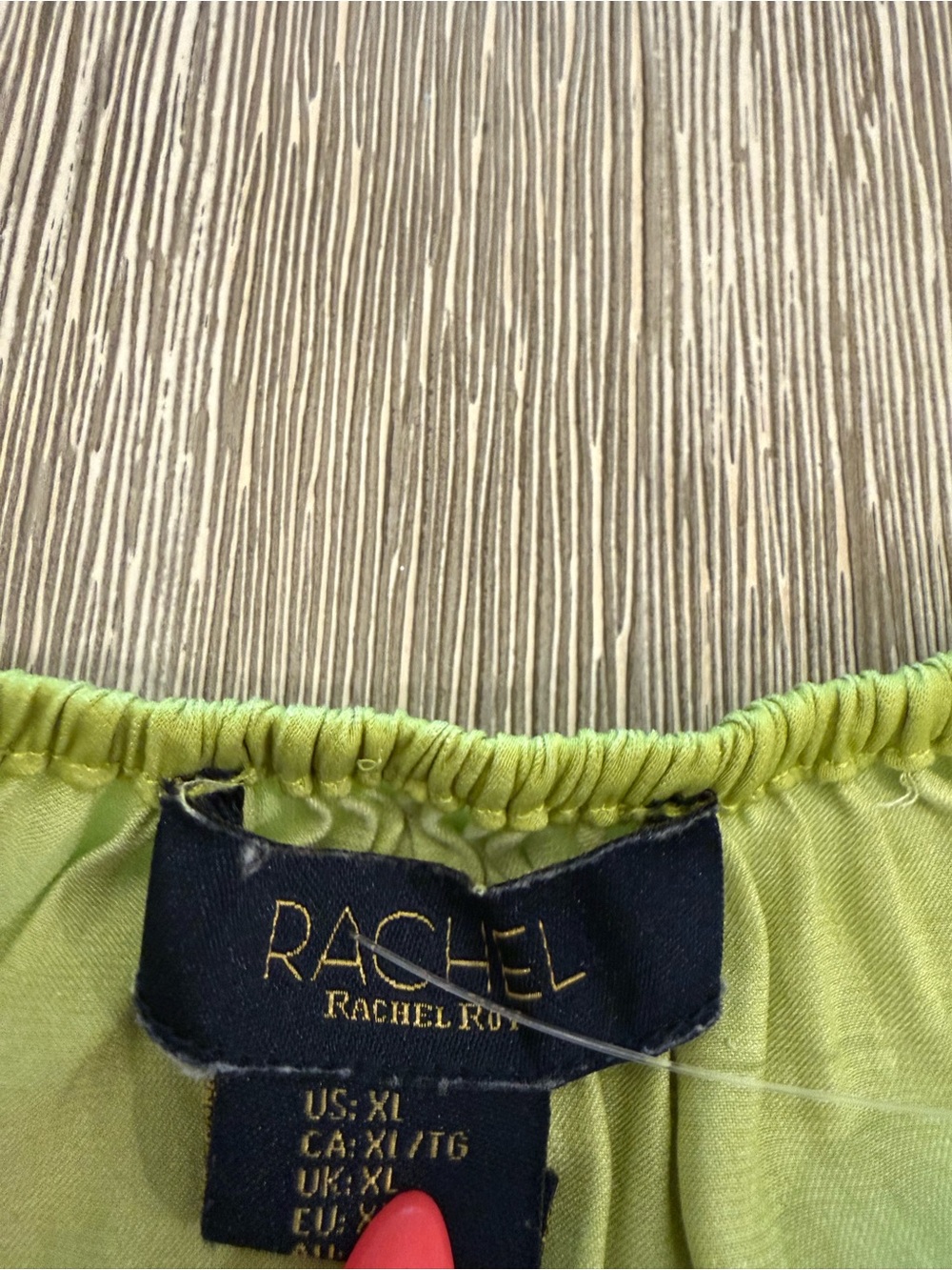 RACHEL Rachel Roy Chartreuse Green Short Sleeve Peasant Blouse - Picture 3 of 5